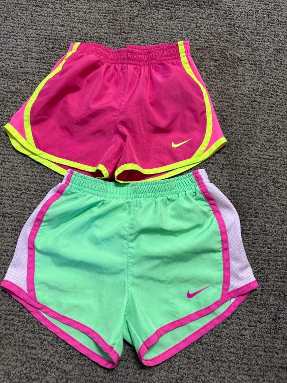 Nike Girls' Hot Pink and Mint Green Athletic Shorts - 2 Pack